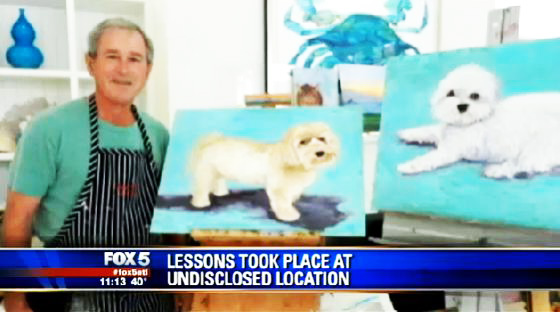 George Bush, con cuadros de perros